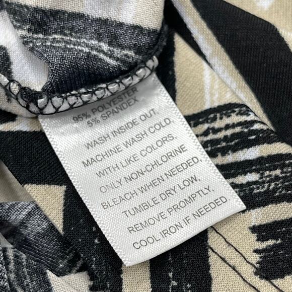 GNW Cowl Neck Sleeveless Top Womens XL Black Beige Abstract Print Statement Chic - Picture 5 of 6